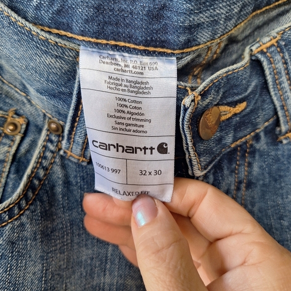Carhartt Mens Relaxed Fit Jeans Medium Wash Zip/Button Closure Size 32x30 - Picture 2 of 8